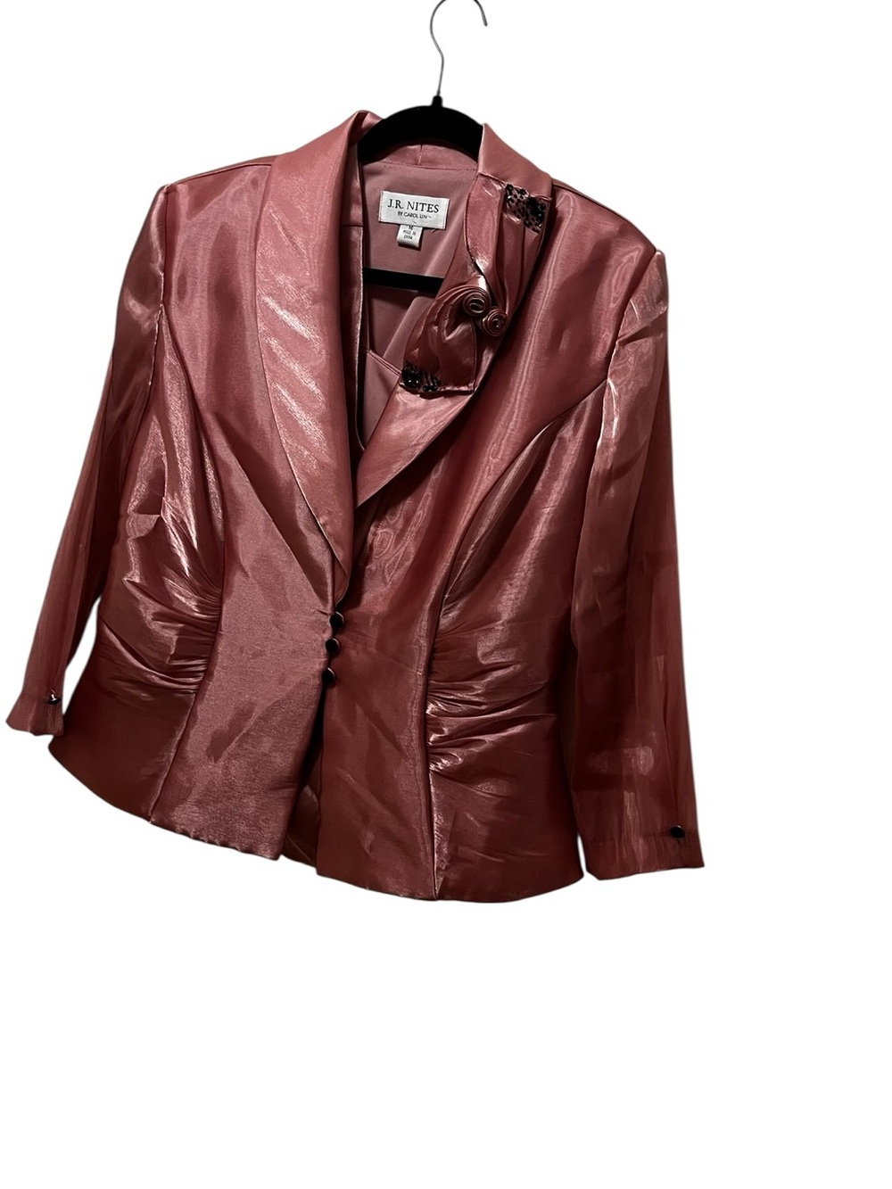 J.R. Nites carol Lin dusty rose pink evening cocktail jacket blazer set 16